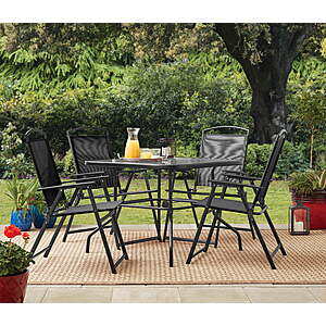 $98: Mainstays Albany Lane 5-Piece Steel Outdoor Patio Dining Set with Umbrella Hole (3 Colors) at Walmart.com + Free Shipping