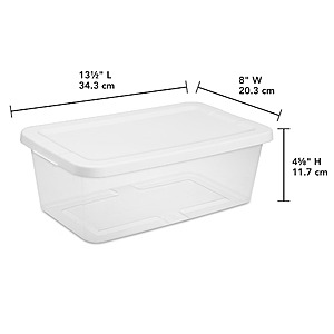 $1.28: Sterilite 6 Quart Small Storage Bin, Clear Plastic Storage Container with Snap-On Lid, White at Walmart store only