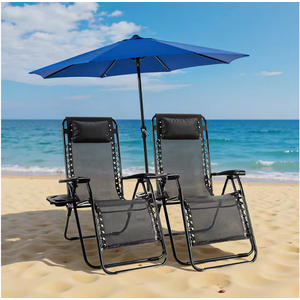 2-Pack JHK Zero Gravity Recliner Outdoor Garden Lounge Chair w/ Cup Holder Trays and Adjustable Pillow (Black) $43 + Free Shipping at AliExpress