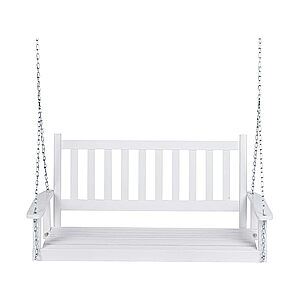 $99: Shine Company 4216 Maine 54" Wood Porch Swing with Chains (Black/White) at Woot!