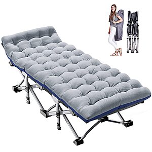 ABORON Camping Cot for Adult 28" Extra Wide, Heavy-Duty 1200D Oxford Cot for Sleeping, Portable Folding Camp Bed with Mat & Carry Bag