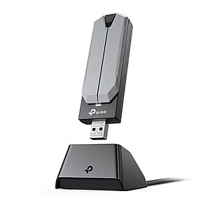 TP-Link BE6200 Tri-Band Wi-Fi 7 Wireless USB 3.0 Adapter Archer TBE401UH | WiFi Adapter for Desktop PC | Supports Windows 11,10 | 2 x High Gain Antennas | 6GHz, 4K-QAM, 160MHz, WPA3 | Secure by Design
