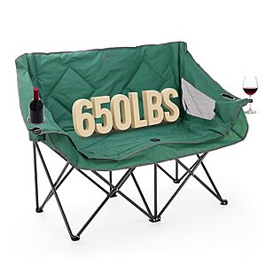 $39.99: ARROWHEAD OUTDOOR Portable Folding Double Duo Camping Chair w/ 2 Cup & Wine Glass Holder at Amazon