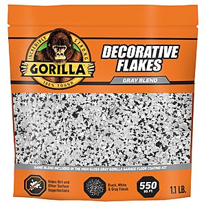 $13.80: Gorilla Garage Floor Coating Decorative Flakes &ndash; Gray, Black & White Blend(1.1Lb) at Amazon