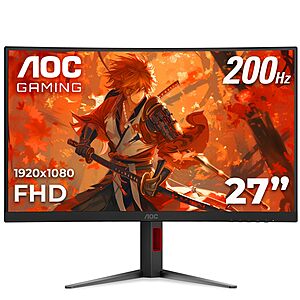 AOC 27 Inch Curved Gaming Monitor FHD 200Hz VA 0.3ms HDR (C27G4H2) $109.99 + Free S&H at Amazon