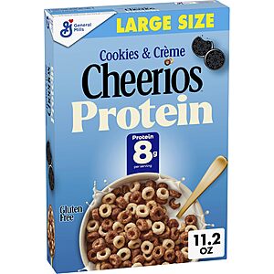 $2.37: [S&S]11.2 oz Cheerios Protein Cereal, Cookies & Cr&egrave;me, 8g Protein, Large Size at Amazon