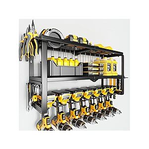 $24.99: Hipidian Power Tool Organizer Wall Mount- 300lb Capacity 3-Tier Storage Rack with 7 Drill Holders at Woot!