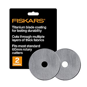 2-Pack Fiskars 60mm Titanium Rotary Cutter Blade Replacements $9.98 + Free S&H w/ Prime or $35+