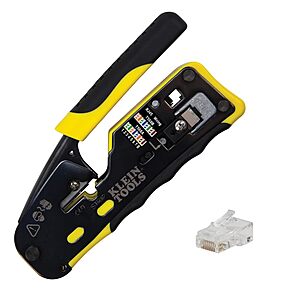 Klein Tools Ratcheting Data Cable Crimper / Cutter + 50-Pk CAT6 RJ45 Data Plugs $49.97 + Free S&H at Amazon