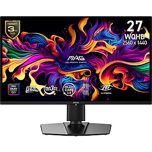 MSI MAG 274QP QD-OLED X24 27-Inch WQHD 240Hz, 0.03ms Gaming Monitor $349.99 + Free S&H at Amazon