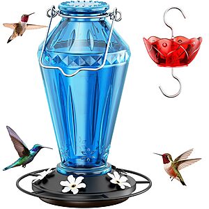 Birdream 25 oz Glass Hummingbird Feeders Metal Base w/ 360&deg; Perch Ring(Blue) $9.09 + Free S&H w/ Prime or $35+