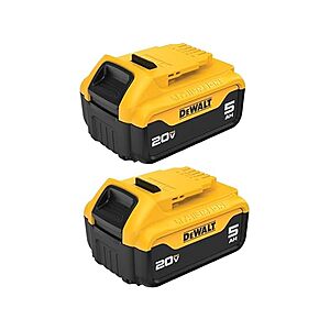 $113: DEWALT DCB205-2 20V MAX XR 5 Ah Lithium Ion Battery 2-Pack Premium High Capacity Cordless Tool Battery Packs at Woot!