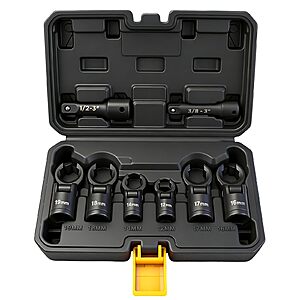 $19.99: ELEAD 8-Piece Flex Head Crowfoot Wrench Set 12&ndash;19mm with Extension Bar 3/8" & 1/2" Drive at Amazon
