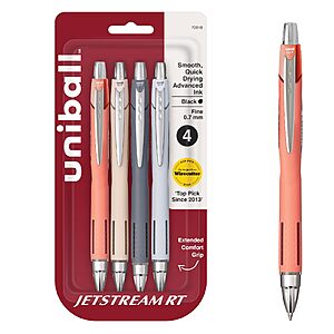 4 Ct uniball&trade; Jetstream RT Ballpoint Pens, Black Ink, 0.7mm Fine Point $3.77 + Free S&H w/ Prime or $35+