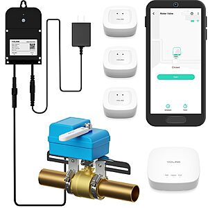 $216.57: YoLink Automatic Water Leak Detection & Shut-Off Kit, EVO Valve, 3 Leak Sensors & Hub at Amazon