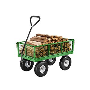 $64.04: VEVOR 680 Lbs Steel Garden Cart with 10" Tires Removable Mesh Sides 180&deg; Rotating Handle at Amazon