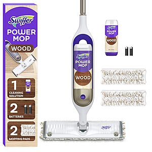 [AC] $16.99: Swiffer PowerMop Wood Floor Cleaning Kit, 2 Pads, 1 Lemon Solution & 2 Batteries at Amazon
