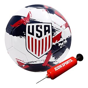$4: Icon Sports Officially Licensed US Soccer Federation Soccer Ball w/ Pump (Size 5, Various Colors) at Amazon