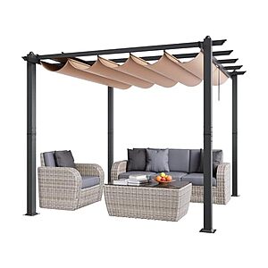 VEVOR 10'x10' Outdoor Retractable Pergola with Canopy(Beige) $139.99 + Free S&H w/ Prime at Woot!