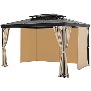 VEVOR 10&times;10&times;6.7FT Gazebo Curtains, 4-Panel Sidewalls with Zippers(Khaki) $23.85 + Free S&H w/ Prime or $35+