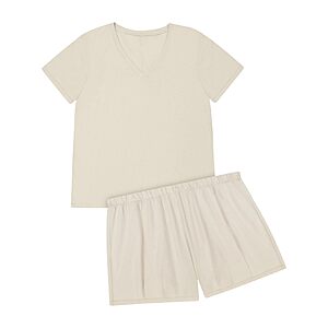 $14.50: Hanes Women's Originals 2-Piece Lounge Set, Supersoft V-Neck Tee & Sleep Shorts Loungewear Set at Amazon
