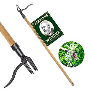 $32.27: Grampa's Weeder Original Stand Up Weed Puller Tool with Bamboo Long Handle(8"W x 46"H) at Amazon