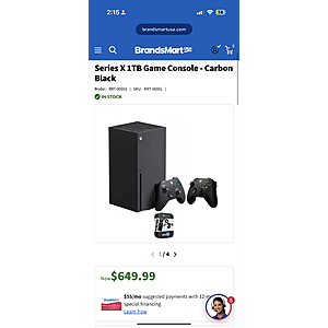 XBOX Series X 1TB Carbon Black Disc Version $649.99