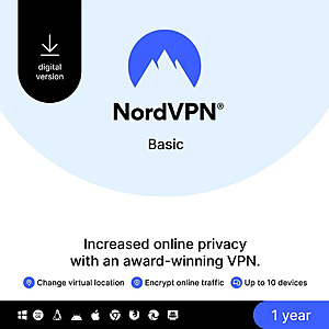 NordVPN Basic, Premium VPN Service - 10 Devices /1 Year- Download $23.99