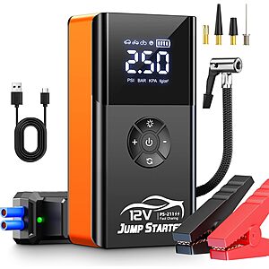 Jump Starter with Air Compressor, 8000A 180PSI, $40