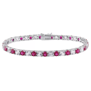 7.25" Vossagin 6CTW Lab-Created Ruby & White Sapphire Tennis Bracelet $79 + Free Shipping