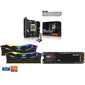 ASUS ROG STRIX B650E-I GAMING WIFI MB + Team Group 16GB (2x8GB) DDR5 6000 RAM + SAMSUNG 1TB 990 PRO SSD $470 + FS