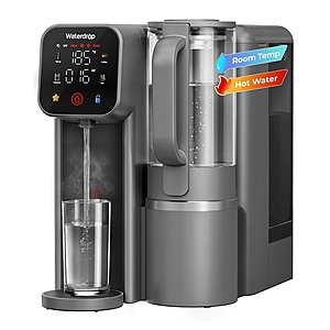 Waterdrop M6H Instant Hot Reverse Osmosis System Countertop Water Filter, 7-Stage, NSF/ANSI 58 & 372 Certified, 3:1 Pure to Drain Ratio, 5 Temperature Options, RO System with Glass Pitcher, BPA-Free
