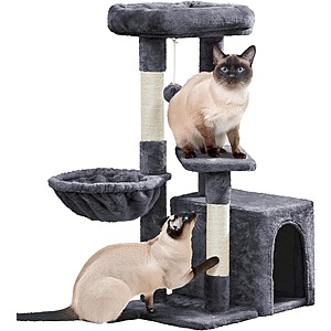 Yaheetech 34" Multi-Level Cat Tree w/ Condo, Basket & Scratching Posts (Dark Gray) $27.98 + Free S&H w/ Prime