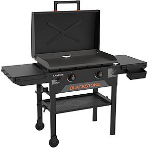 28" Blackstone 2-Burner Griddle w/ Hood & Fixed Side Shelves (24,000 BTU Output) $229.99 + Free Shipping