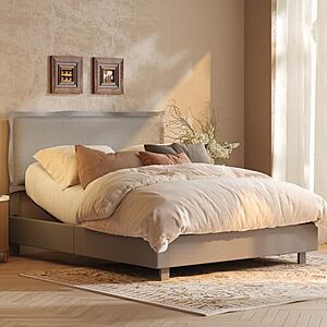 FLEXISPOT Queen All-in-One Adjustable Bed Frame w/ Upholstered Headboard & 600 lb Capacity (Light Grey) $199.99 + Free Shipping