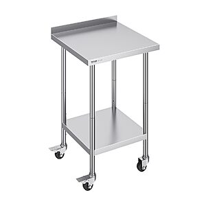 24" x 24" x 40" VEVOR Stainless Steel Commercial Food Prep Work Table w/ Casters & Adjustable Shelves $69.90 + Free Shipping