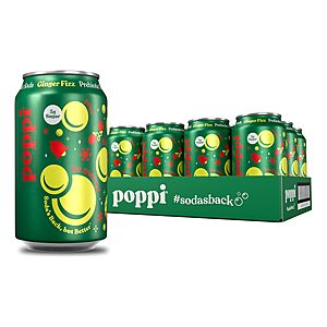 12-Pack 12oz Poppi Prebiotic Soda (Ginger Fizz) $9.89 ($0.89/Each) + Free Shipping