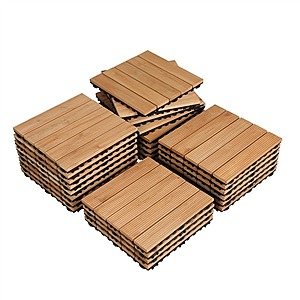 27-Piece Alden Design 12"x12" Interlocking Wood Patio Deck Tiles $60 + Free Shipping