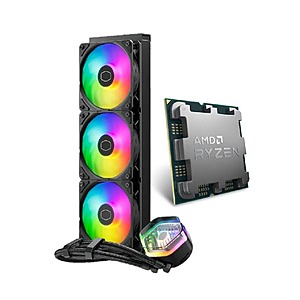 Combo: AMD Ryzen 7 7800X3D (Zen 4) 8-Core 4.2GHz AM5 120W (Radeon Graphics) Desktop Processor (OEM/Tray) + Cooler Master MasterLiquid 360 ATMOS ARGB $396 + Free Shipping
