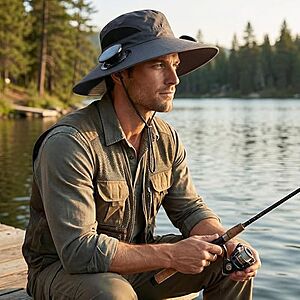 Solar-Powered Fan UPF 50+ Wide Brim Hat $10 + Free Shipping