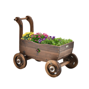 Giantex Wooden Wagon Cart Raised Garden Planter Box $44 + Free Shipping
