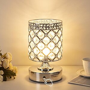 TOBUSA Crystal 6000mAh USB-C Rechargeable Cordless Table Touch Lamp (Silver or Black) $13 + Free Shipping