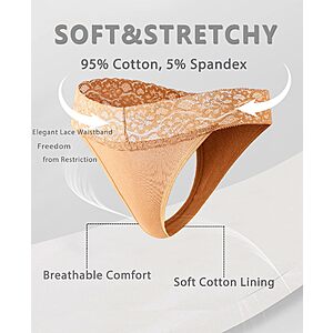 READY TO LOVE Cotton Underwear Women 9 Pack Soft Lace Thongs Sexy Lingerie $9.99