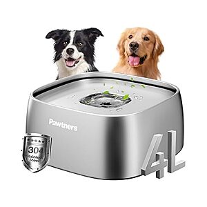 4L Pawtners Stainless Steel Dog Water Bowl w/ Floating Disk $19.99 + Free Shipping w/ Prime