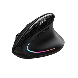 Uineer Ergonomic Mouse, Wireless Bluetooth Rechargeable Vertical Mouse, 7 Color LED, 4 DPI Adjustable, USB-A, Wrist Strain Relief,Optical Mice for Computer/PC/Laptop, Black (Black)
