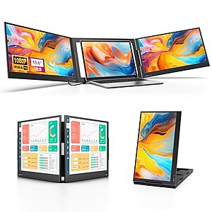 Prime: 15.6" QQH Triple Screen Laptop Monitor Extender for 12"-16" Laptops $199.99 + Free Shipping