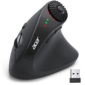 Prime: Acer Ergonomic Wireless BT Vertical Mouse w/ Side Scroll Wheel (Black) $17.78 + Free Shipping