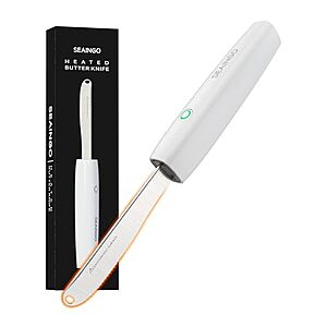 SEAINGO Heating Butter Knife Spreader - Rechargeable, Electric, Cordless, Heats up in 6 Seconds, Nonstick Stainless Steel Blade, ON/OFF Safety Lock Switch, 2 Warming Mode Can Quickly Melt Cold Hard Butter, Coconut Oil, Cream, Jam, Mustard, for Kitchen Restaurant Party