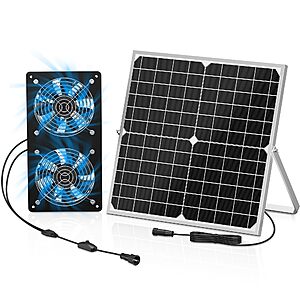 TIMEBAL Solar Powered Exhaust Fan for Shed, 350 CFM High Airflow Solar Vent Fan with Dual Waterproof Fans, Outdoor Cooling Ventilation for Chicken Coop, Greenhouse, Dog House