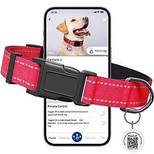 Pawduct Personalized Reflective Dog Collar w/ QR Code Tag (various, XS-L) $4.99 + Free Shipping w/ Prime or on $35+